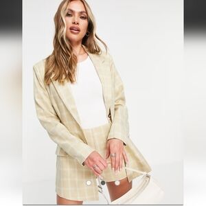ASOS Missguided Beige Check Blazer New With Tags Size 6